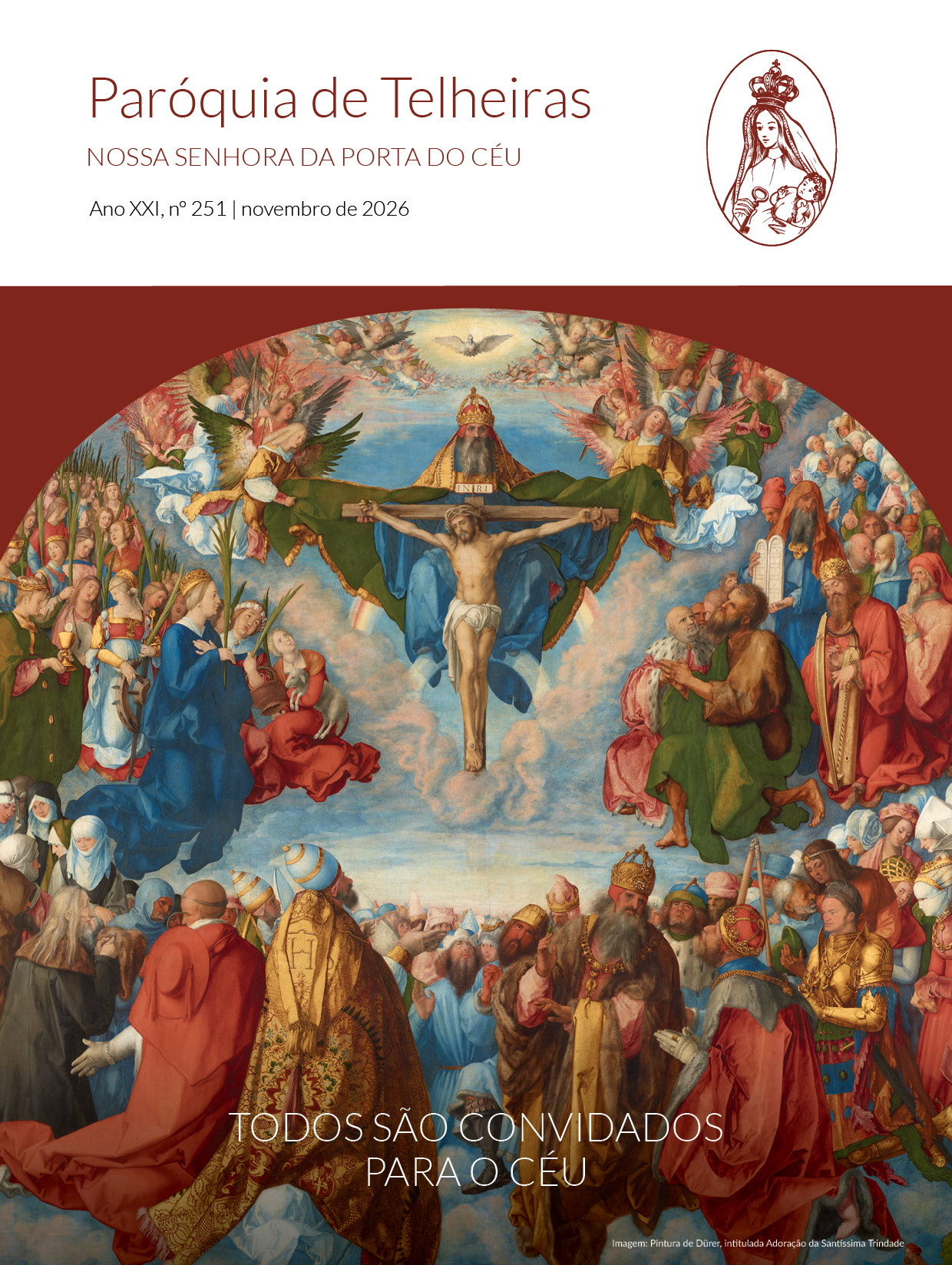 Capa do Boletim da Paróquia de Telheiras de novembro de 2026, mês de Todos os Santos, dos Fiéis Defuntos e do início do Advento.